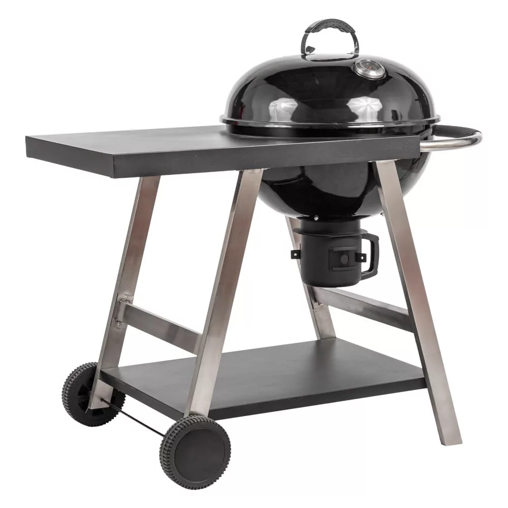 MIR709 Faszenes kerti grill s�t� polccal �s kerekekkel 56 cm